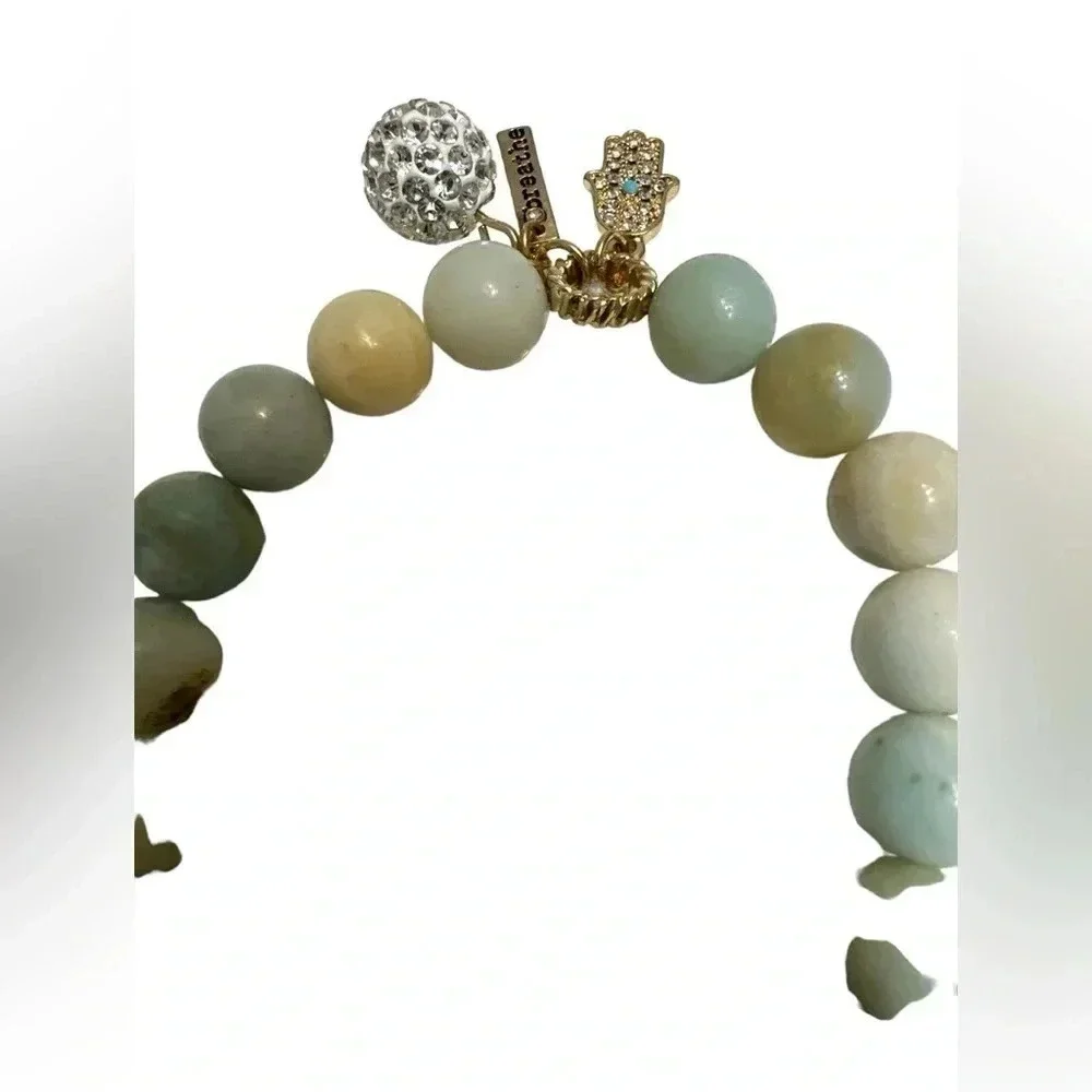 Amazonite breathe bracelet with hamsa charm